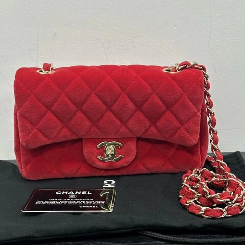 CHANEL cf紅金大 mini斜背包20*12*6 98新配件塵袋保卡