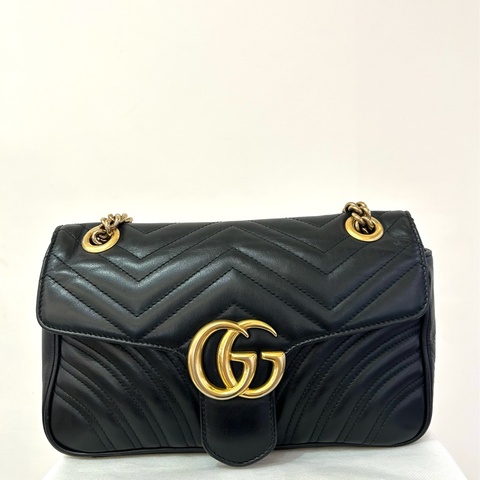 GUCCI 黑 marmont 掀蓋鍊包26cm