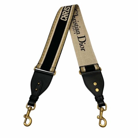 DIOR 迪奧 LOGO帆布 背帶 黃色 黑色 拚色