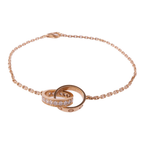CARTIER 18K玫瑰金Love Bracelet On Chain鑽石手鏈