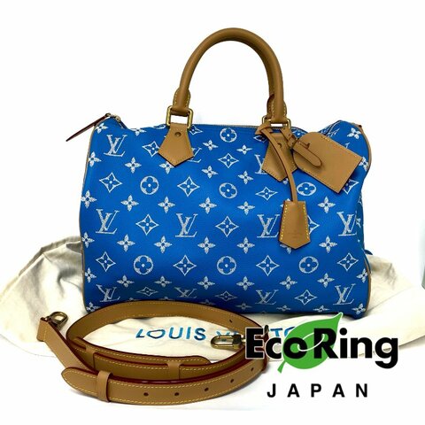 △ Louis Vuitton 路易威登 Speedy P9 Bandoulière 40 Blue Calfskin Monogram 2Way Bag M24418 藍色小牛皮經典花紋兩用袋 M24418 -257019219