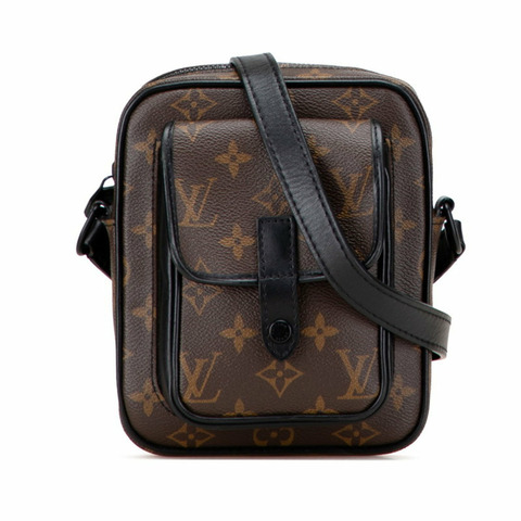 Louis Vuitton Monogram Macassar Christopher Wearable 皮夾 單肩包 M69404 棕色 黑色 PVC 皮革 女款 LOUIS VUITTON
