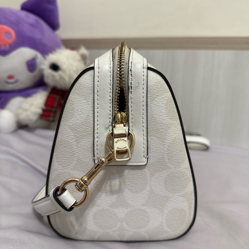 coach 老花波士頓白色手提/肩背兩用包-2
