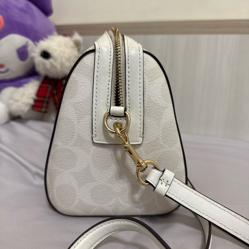 coach 老花波士頓白色手提/肩背兩用包-3