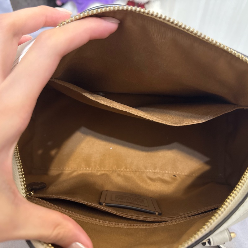 coach 老花波士頓白色手提/肩背兩用包-8