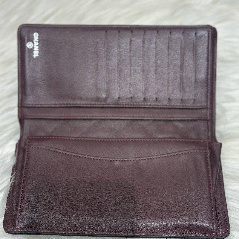 Chanel香奈兒 cf系列 黑銀羊皮菱格長款錢包 銀包 長夾-2