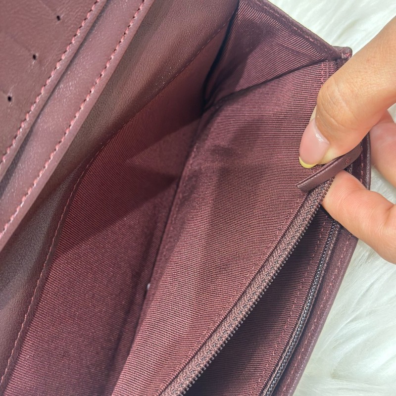 Chanel香奈兒 cf系列 黑銀羊皮菱格長款錢包 銀包 長夾-3