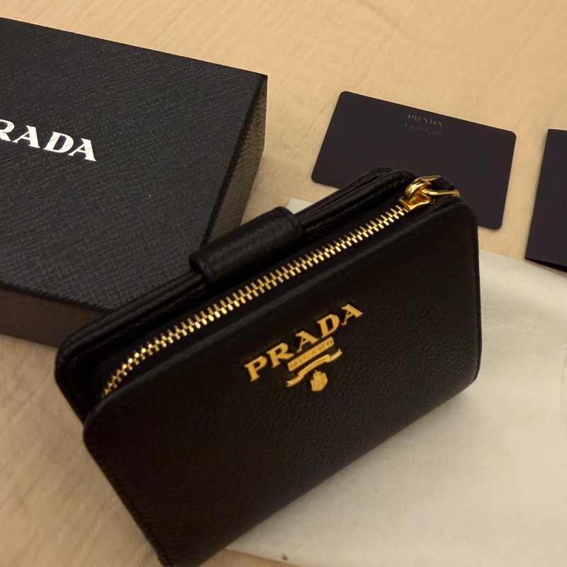 PRADA 1ML018 雙開拉鍊零錢袋短夾-1