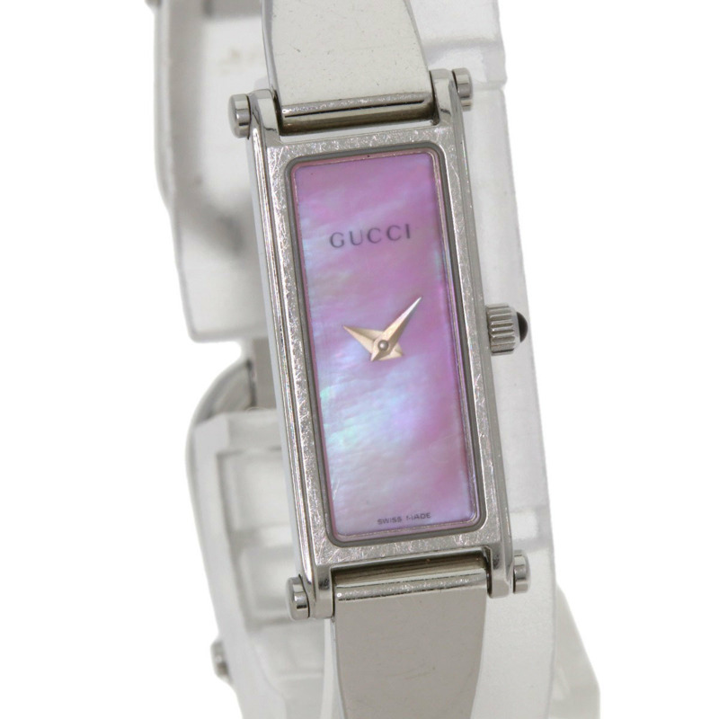Gucci 1500L 方形錶盤手環粉紅色貝殼手錶不鏽鋼/SS 女款 GUCCI-3