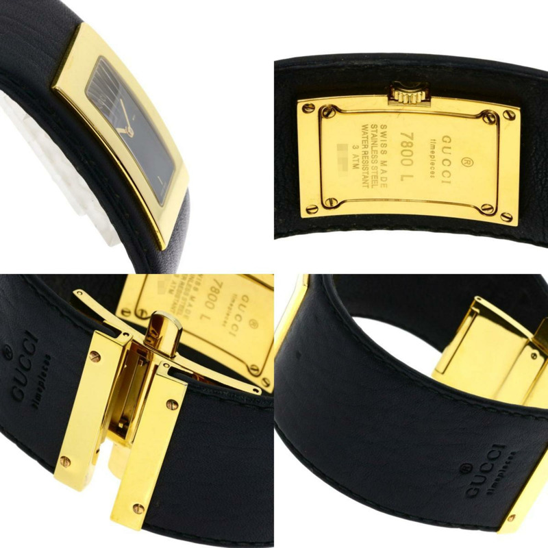 Gucci 7800L 方形錶盤腕錶 GP/皮革 女款 GUCCI-5