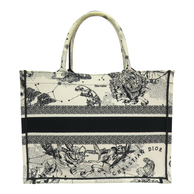 黑/白色 刺繡帆布 Tote Book 手提包 [Dior 迪奧]-1