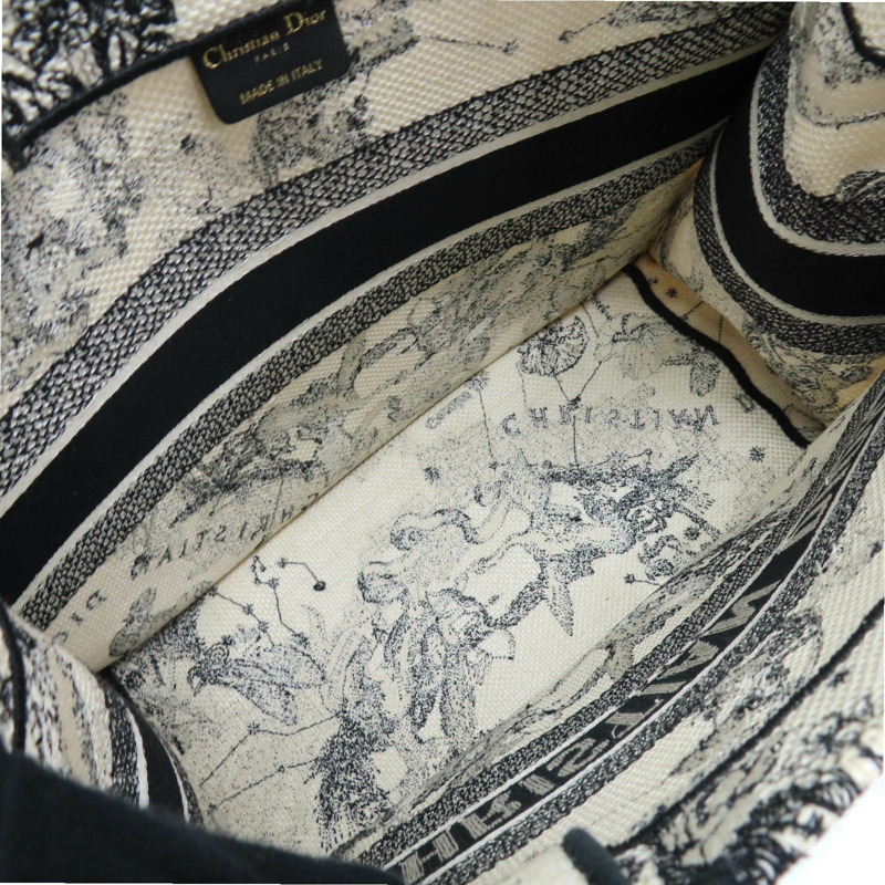 黑/白色 刺繡帆布 Tote Book 手提包 [Dior 迪奧]-4