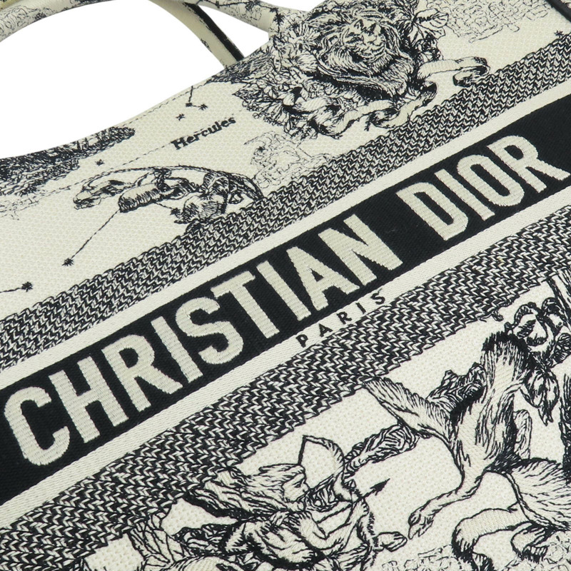 黑/白色 刺繡帆布 Tote Book 手提包 [Dior 迪奧]-5