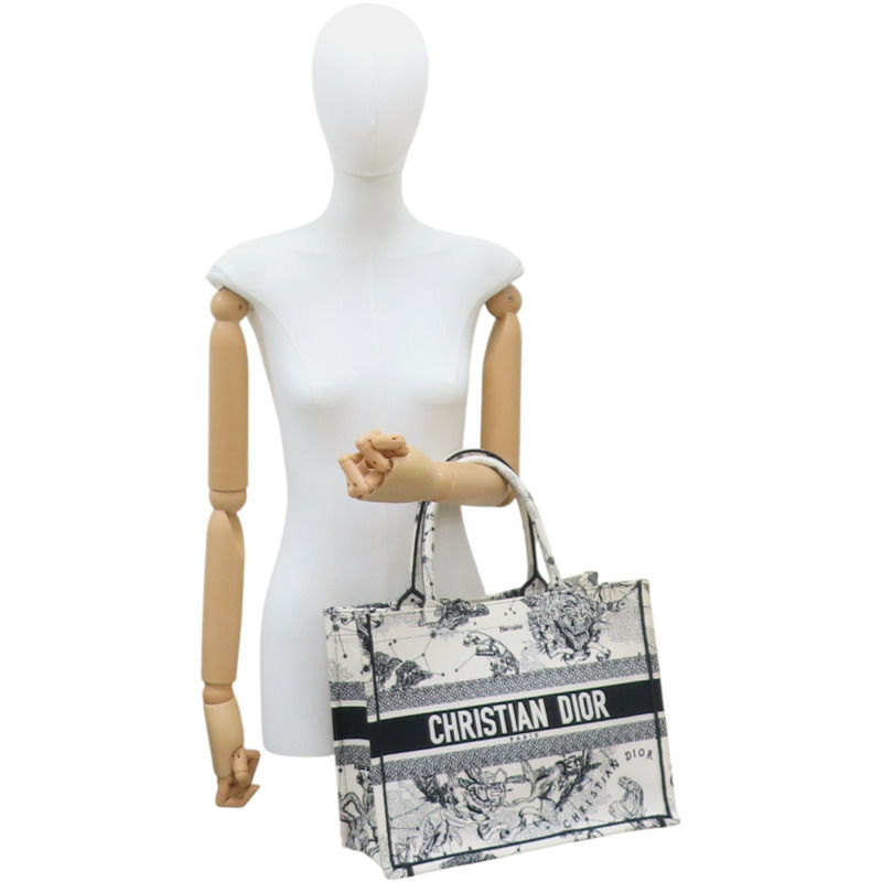 黑/白色 刺繡帆布 Tote Book 手提包 [Dior 迪奧]-8