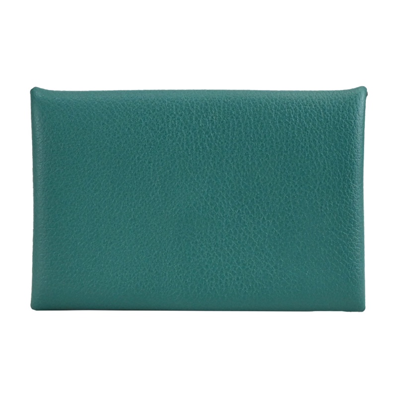 ［全新商品］Hermes Calvi 卡片包 Z6孔雀綠拼3P馬卡龍藍-8