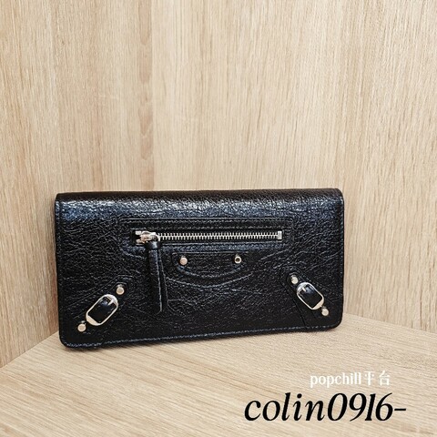 [好物出清😊] Balenciaga 黑復刻皮LeCity銀釦長夾