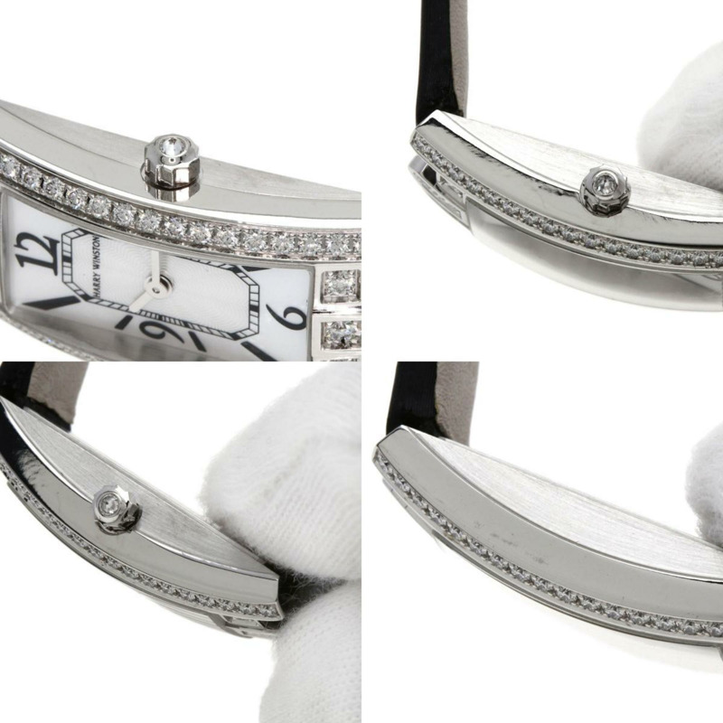 Harry Winston AVCQHM16WW024 Avenue C 迷你腕錶,18K 白金搭配皮革和緞面,鑽石,女士-6