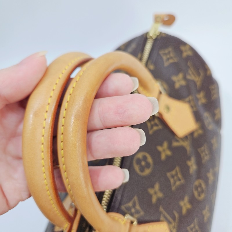 lv 原花金釦 speedy 30手提斜背包-7