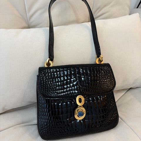 Gucci 鱷魚壓紋青金石腋下包 中古稀有