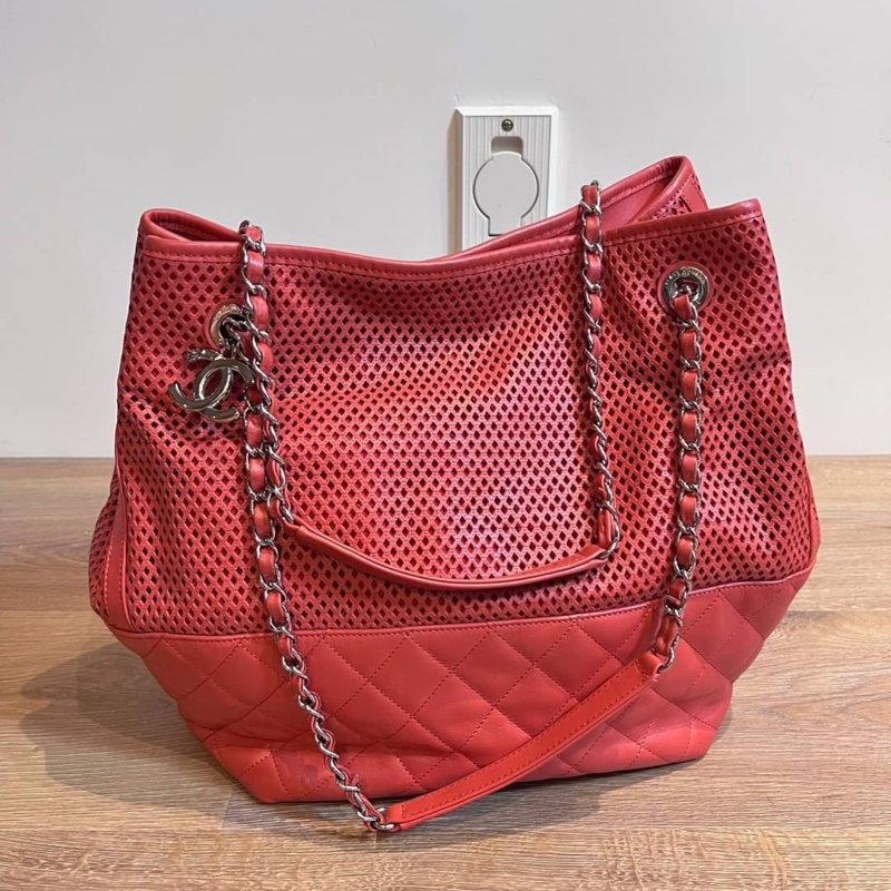 chanel 香奈兒 紅色  鍊條包 肩背包 手提包 肩背包 側背包 斜背包 帶鍊包-3
