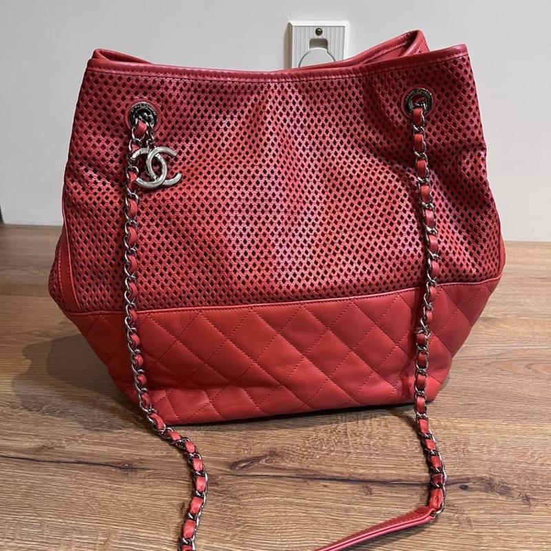 chanel 香奈兒 紅色  鍊條包 肩背包 手提包 肩背包 側背包 斜背包 帶鍊包-4