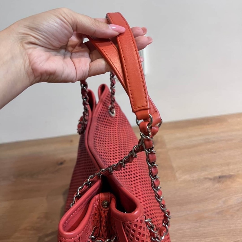 chanel 香奈兒 紅色  鍊條包 肩背包 手提包 肩背包 側背包 斜背包 帶鍊包-5