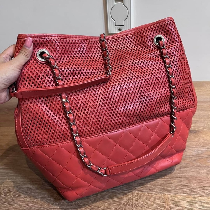 chanel 香奈兒 紅色  鍊條包 肩背包 手提包 肩背包 側背包 斜背包 帶鍊包-8