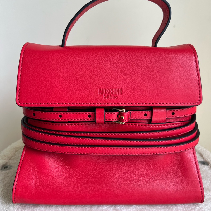 Moschino Tie me bag 肩背手提兩用包(絕美紅)-6