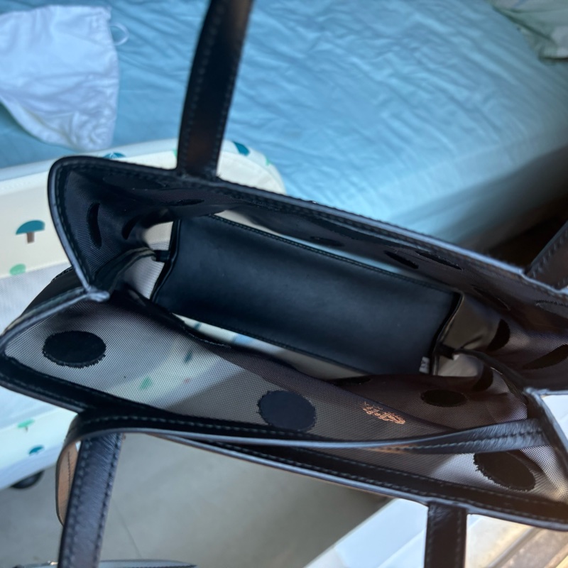 Prada 波點亮片 黑色網紗托特包-6
