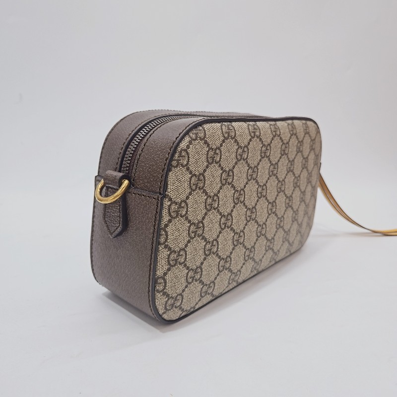 Gucci pvc拼咖牛皮霧金扣虎頭相機斜背包-2