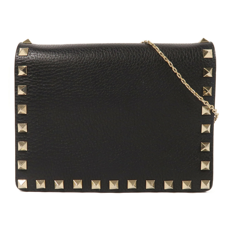 Valentino 牛皮皮革Chain Shoulder金扣鏈帶肩背袋-0