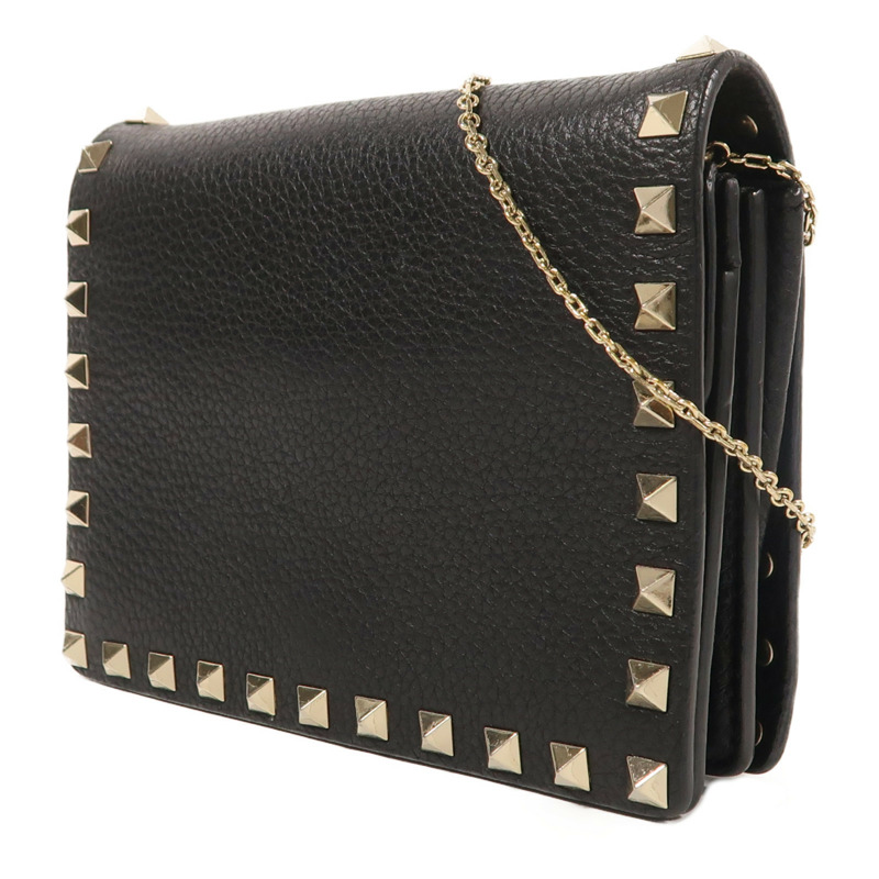 Valentino 牛皮皮革Chain Shoulder金扣鏈帶肩背袋-2