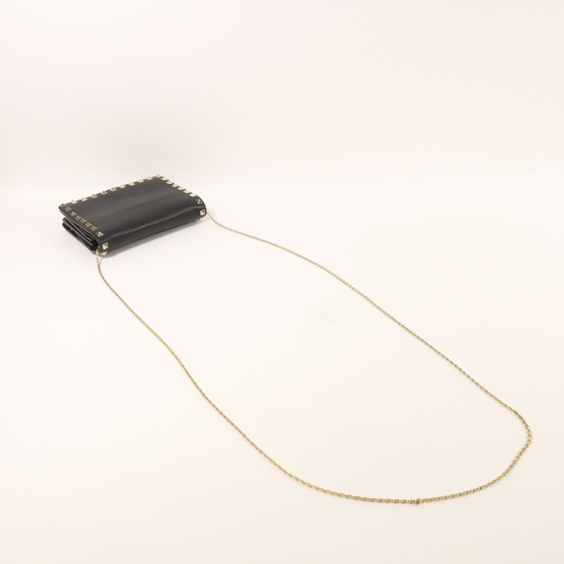 Valentino 牛皮皮革Chain Shoulder金扣鏈帶肩背袋-7
