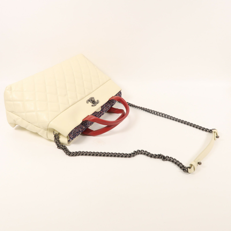 CHANEL 羊皮皮革2 Way Shoulder銀扣手挽肩背兩用袋-9