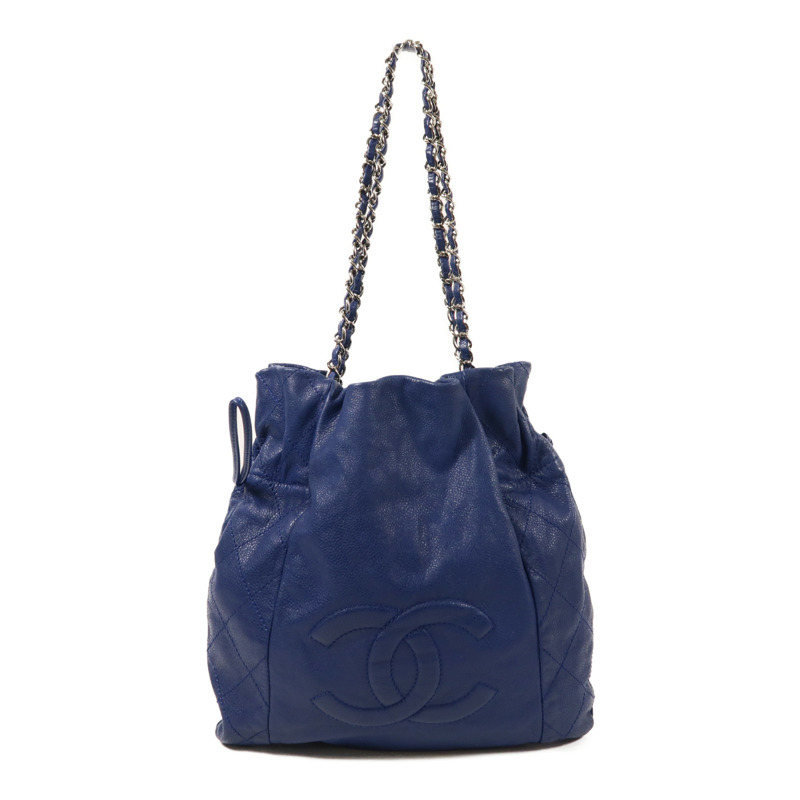 CHANEL 牛皮皮革Chain Shoulder銀扣鏈帶肩背袋-0