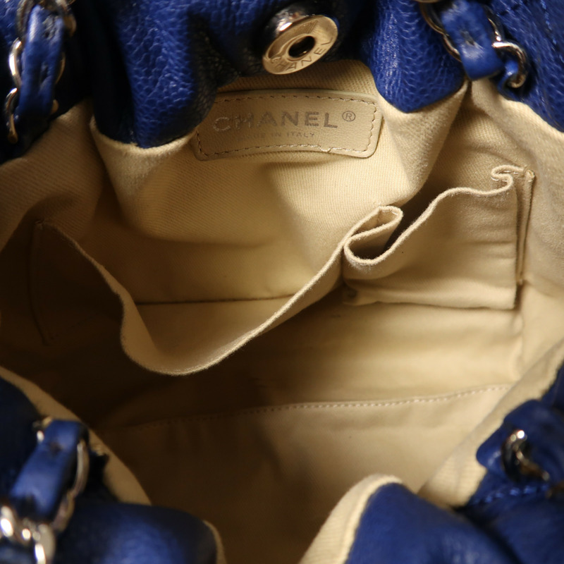 CHANEL 牛皮皮革Chain Shoulder銀扣鏈帶肩背袋-5