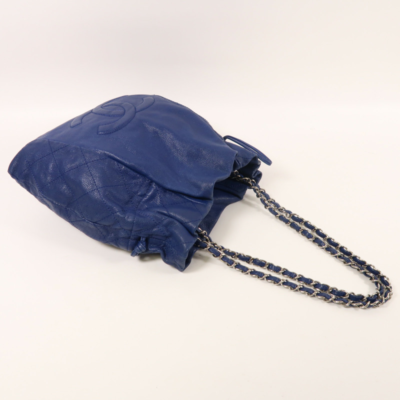 CHANEL 牛皮皮革Chain Shoulder銀扣鏈帶肩背袋-10