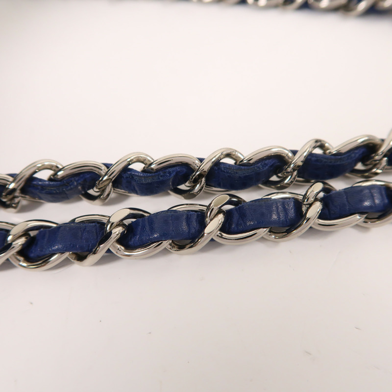 CHANEL 牛皮皮革Chain Shoulder銀扣鏈帶肩背袋-15