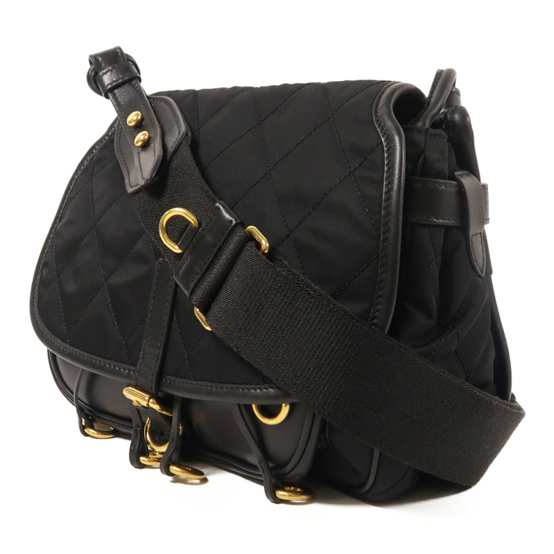 PRADA 尼龍/皮革Shoulder Bag金扣肩背袋-2