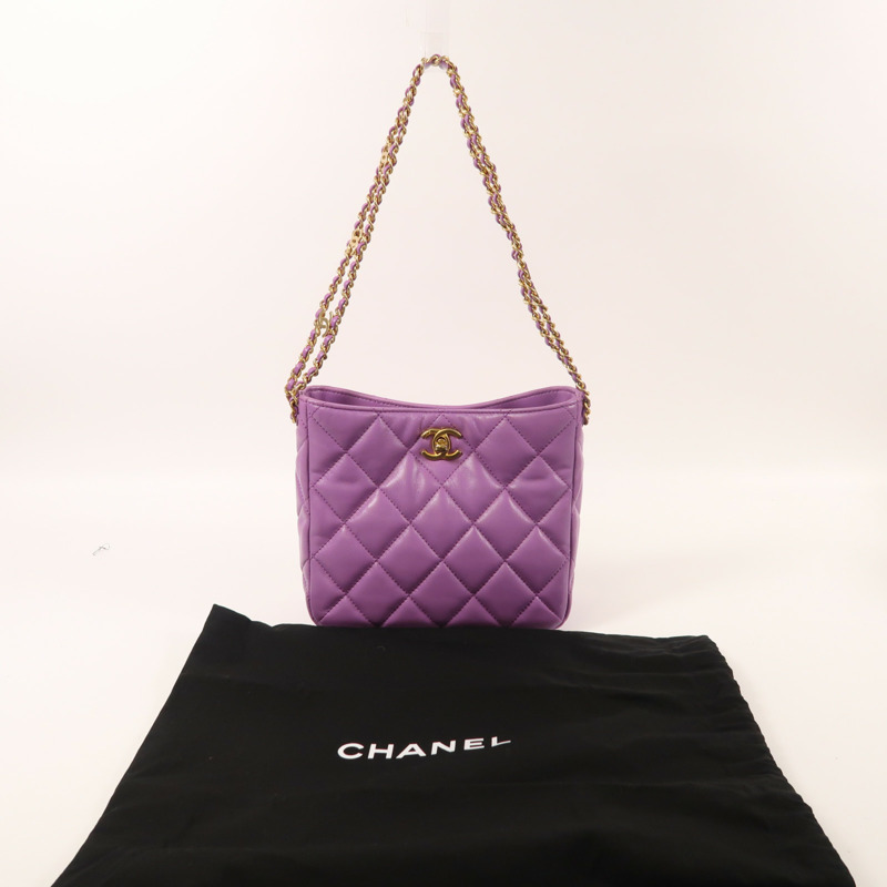 CHANEL 羊皮皮革Pick Me Up Hobo Bag金扣肩背袋-9