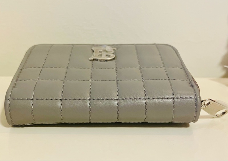 Burberry Lola 縫衍款羊皮零錢卡包(絕美灰)-5
