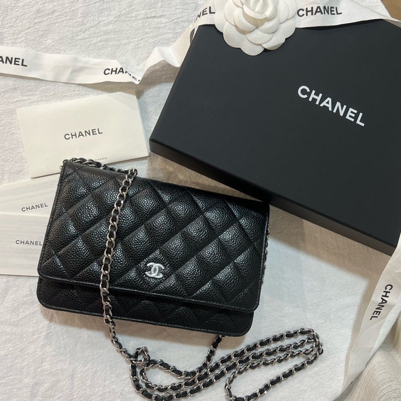 ෆ Chanel woc黑銀荔枝牛發財包 芯片款🖤-5