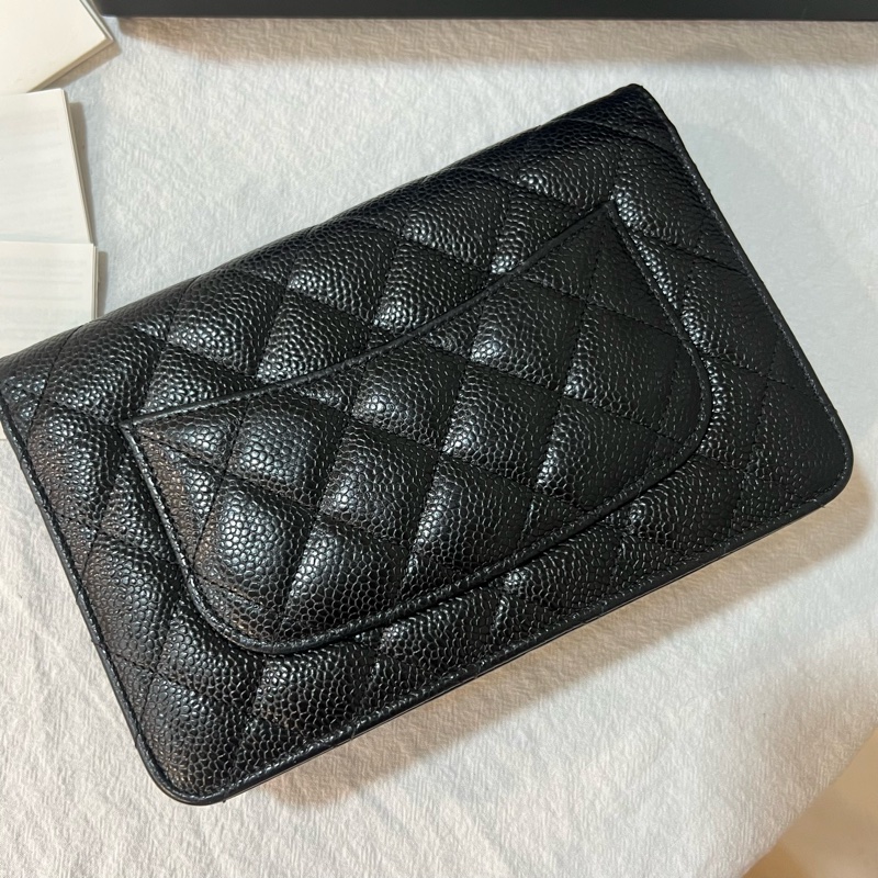 ෆ Chanel woc黑銀荔枝牛發財包 芯片款🖤-14