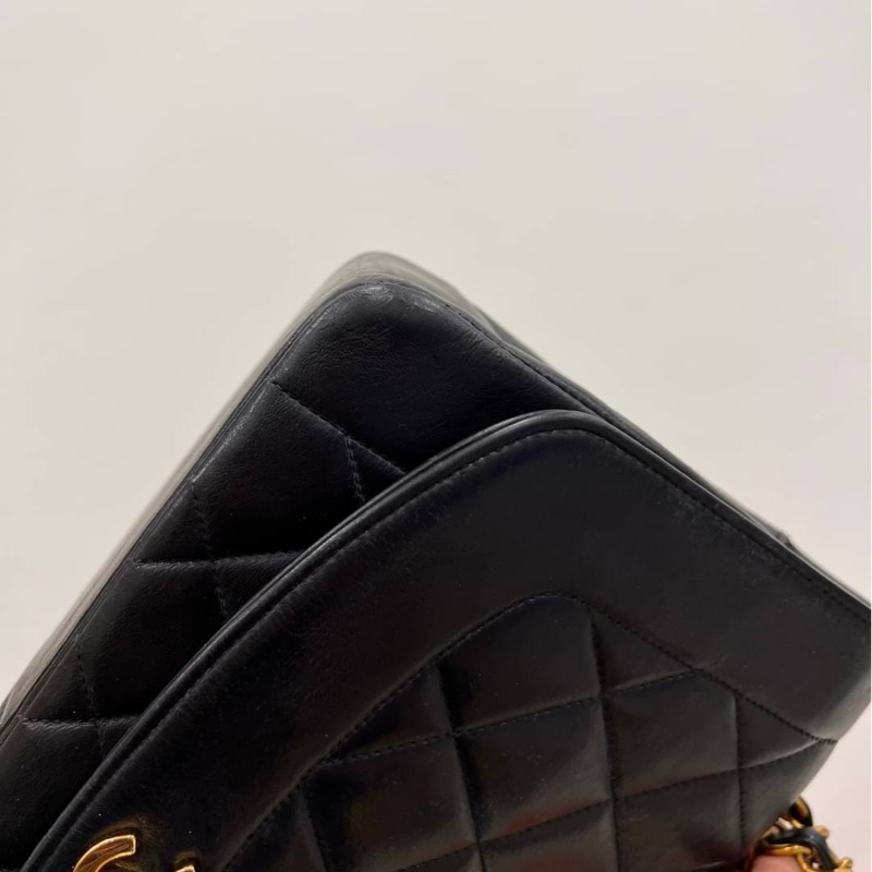 Chanel 香奈兒 Dianna Bag 25 黛妃包 戴妃包 羊皮 黑金 老香 vintage 斜背包 肩背包 側背包 手提-7