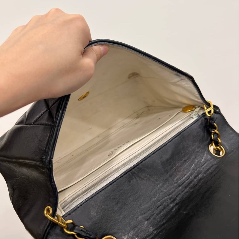 Chanel 香奈兒 Dianna Bag 25 黛妃包 戴妃包 羊皮 黑金 老香 vintage 斜背包 肩背包 側背包 手提-10