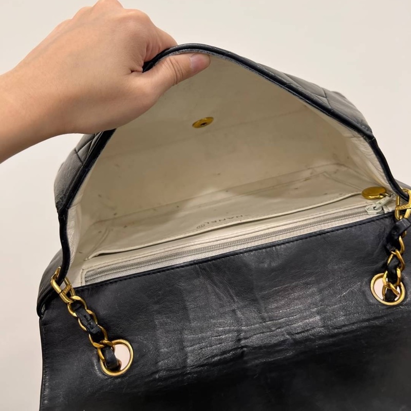 Chanel 香奈兒 Dianna Bag 25 黛妃包 戴妃包 羊皮 黑金 老香 vintage 斜背包 肩背包 側背包 手提-11