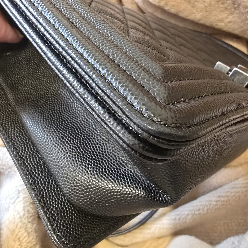 Chanel boy 25 荔枝牛皮銀鏈-11