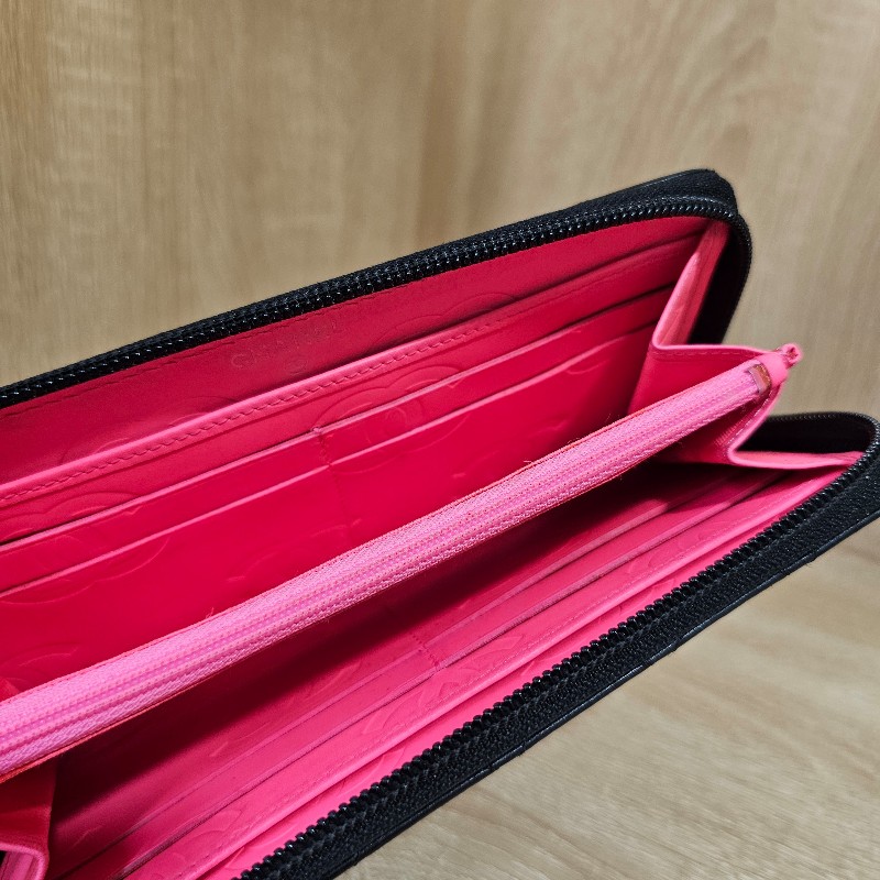 [絕版品好物件😊] Chanel 黑牛皮菱格康朋銀釦拉鏈長夾-9