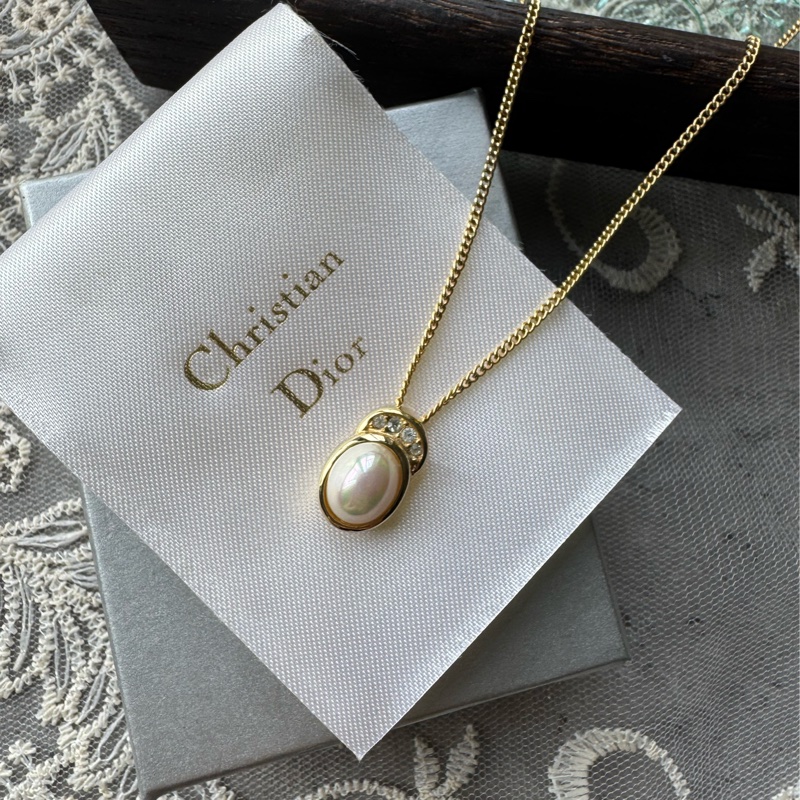 Christian Dior Vintage Necklace 中古迪奧小珍珠閃石項鏈-0