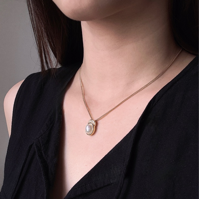 Christian Dior Vintage Necklace 中古迪奧小珍珠閃石項鏈-1